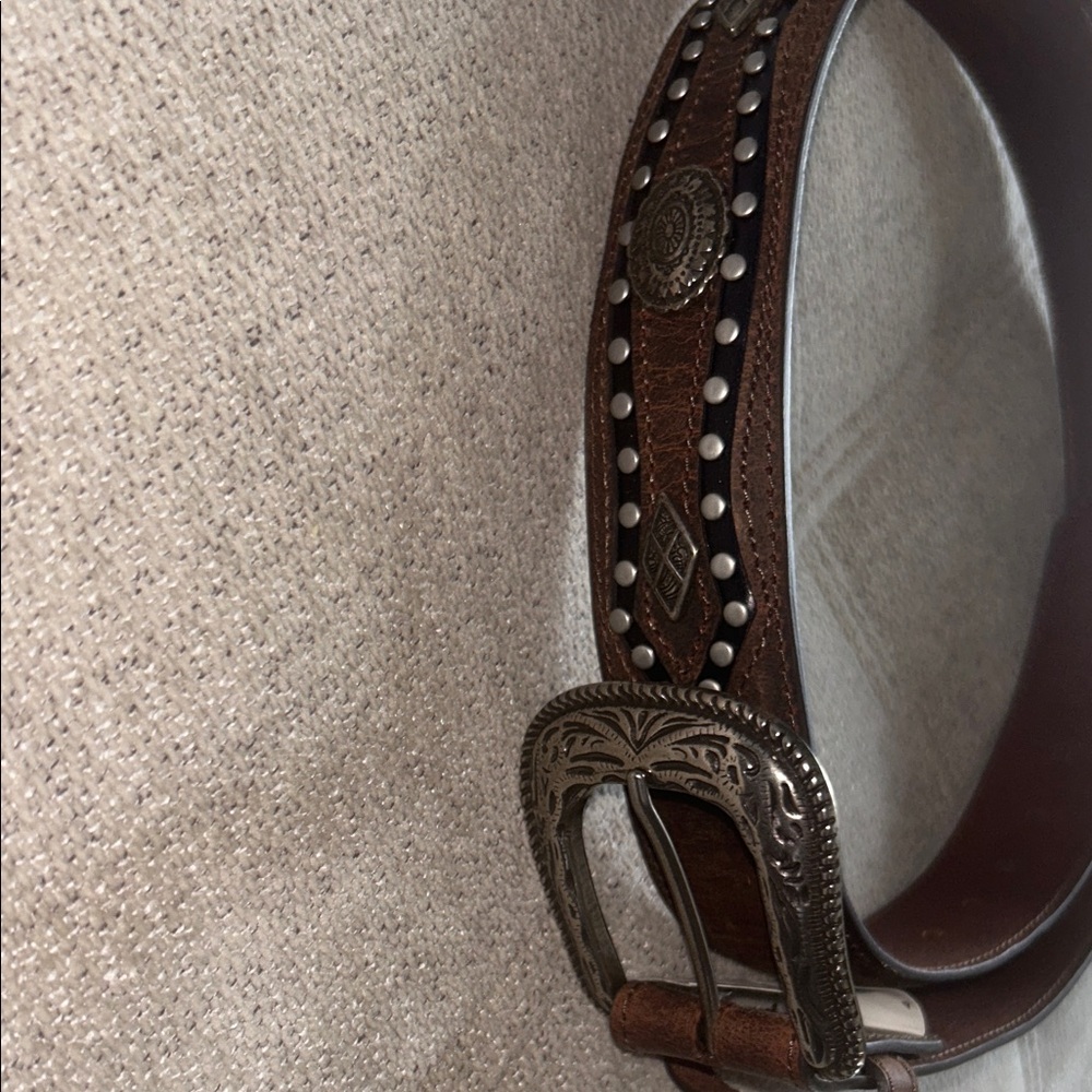 Brown Leather Belt with Silver Buckle